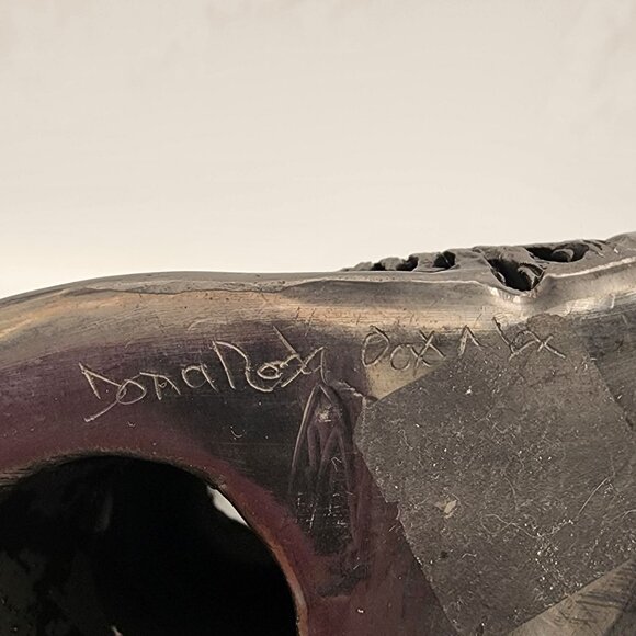 Handcarved Pearlescent Black Koi Fish Incense Burner Asian Meditation Pottery - Picture 6 of 8